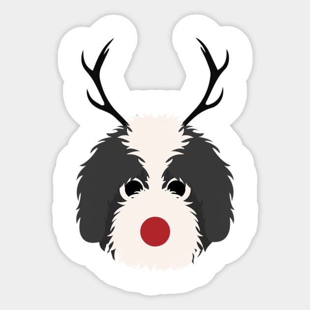 Christmas Reindeer Goldendoodle Cute Dogs Sticker by yangho